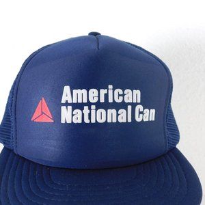 American National Can Men One Size Blue Trucker Hat Mesh Back Snapback Speedway